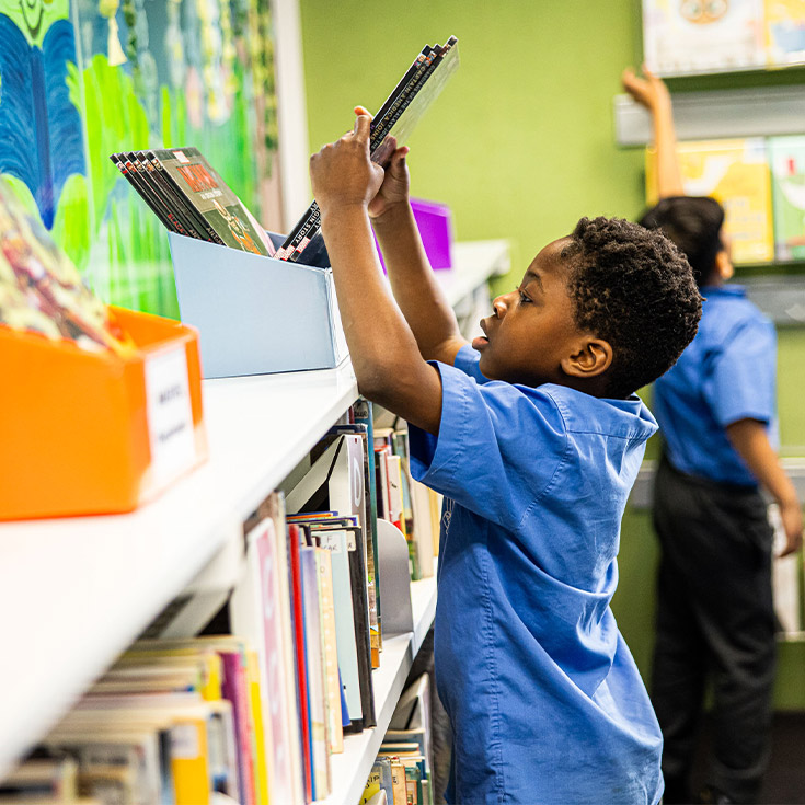 Holy Trinity Catholic Primary School Granville students in library