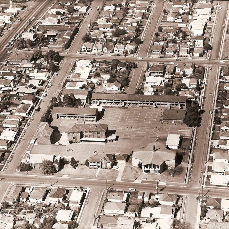 Historical birds eye view of Holy Trinity Catholic Primary School Granville