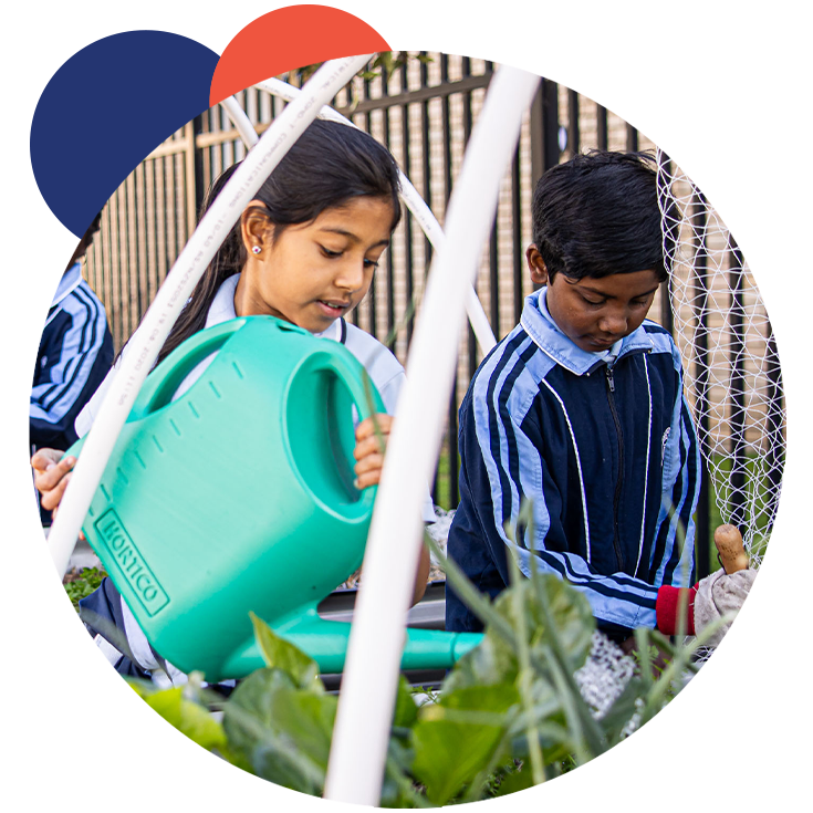 Holy Trinity Catholic Primary School Granville students in garden